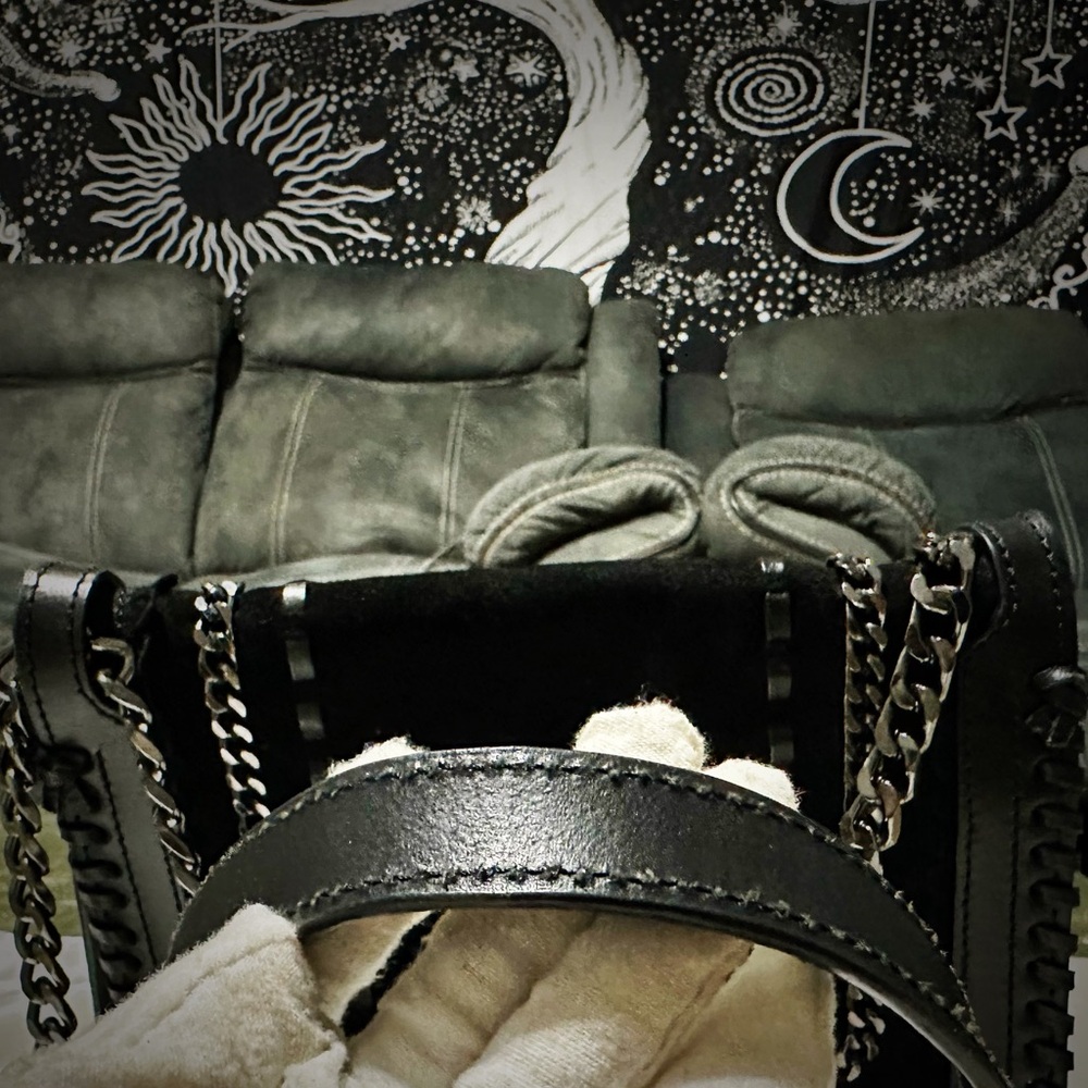 Vintage style Y2K Zara Black Crossbody Bag with Silver Chain - Picture 14 of 16